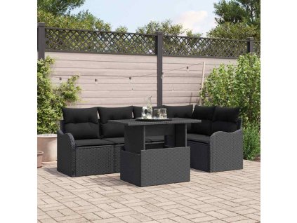 Súprava záhradných pohoviek s vankúšom 6 pcs Čierna Poly ratan 3348469