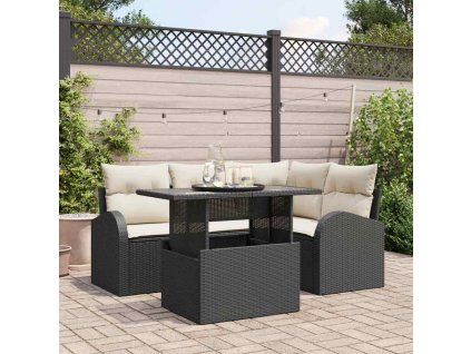 Súprava záhradných pohoviek s vankúšom 5 pcs Čierna Poly ratan 3348633