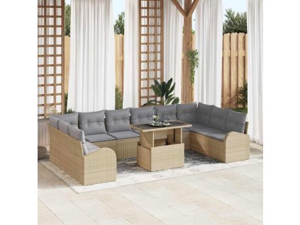 Súprava záhradných pohoviek 11 pcs Beige a svetlo šedá 3348716