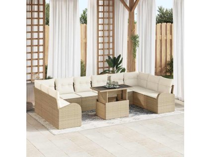 Súprava záhradných pohoviek 11 pcs Béžová a krémová polyratan 3348717