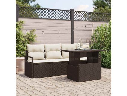 Súprava záhradných pohoviek s úložiskom 5 pcs Hnedá polyratan 3348724