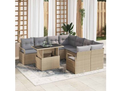 Súprava záhradných pohoviek 9 pcs Beige a svetlo šedá polyratan 3348796
