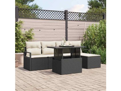 Súprava záhradných pohoviek 6 pcs Čierna a krémová polyratan 3348803