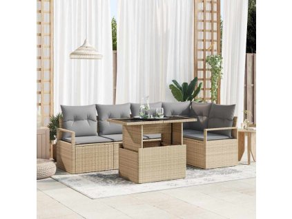Súprava záhradných pohoviek 6 pcs Beige a svetlo šedá polyratan 3348826