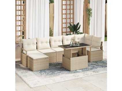 Súprava záhradných pohoviek s vankúšom 8 pcs béžová a kremová 3348867