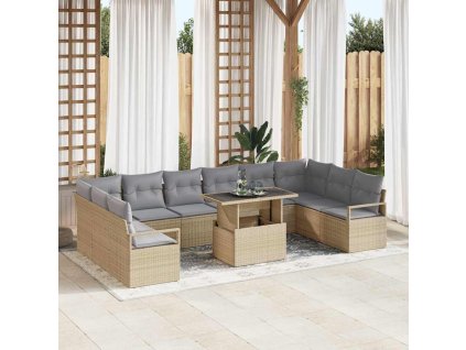 Súprava záhradných pohoviek 11 pcs Beige a svetlo šedá 3348896