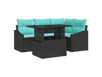 Súprava záhradných pohoviek s vankúšom 6 pcs Čierna a krémová 3349003