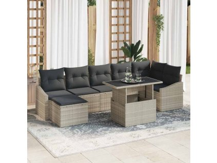 Súprava záhradných pohoviek 8 pcs Svetlosivá polyratan 3349048