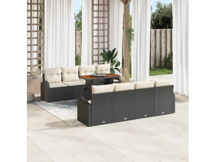 Súprava záhradných pohoviek s vankúšom 7 pcs Čierna a krémová 3349557