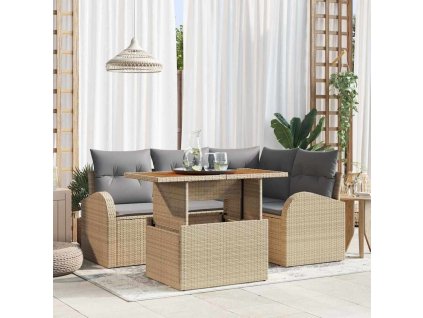 Súprava záhradných pohoviek 5 pcs béžová a svetlosivá 3349580