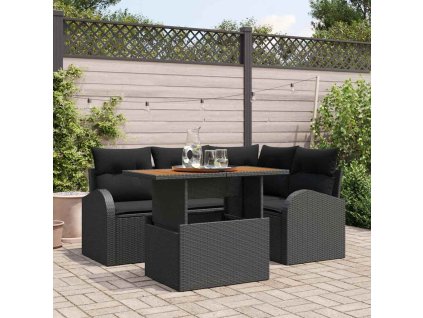 Súprava záhradných pohoviek s vankúšom 5 pcs Čierna 3349582