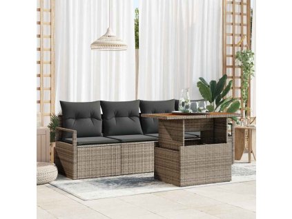 Súprava záhradných pohoviek s vankúšom 5 pcs Sivá 3349642