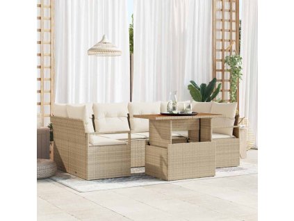 Súprava záhradných pohoviek s vankúšom 7 pcs béžová a kremová 3349665