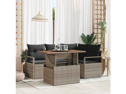 Záhradný jedálenský set s vankúšom 5 pcs Sivá a hnedá 3349705