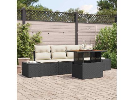 Záhradný jedálenský set s vankúšom 5 pcs Čierna a krémová 3349893