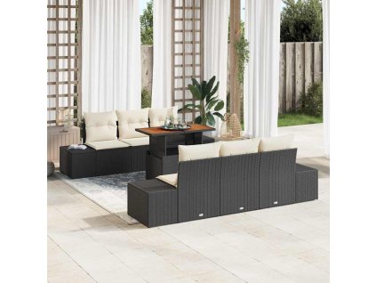 Záhradný jedálenský set s vankúšom 7 pcs Čierna a krémová 3349907