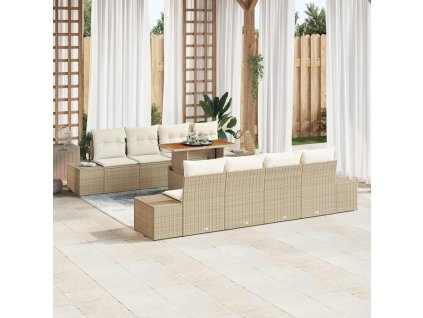 Záhradný jedálenský set s vankúšom 9 pcs Béžová a krémová 3349938
