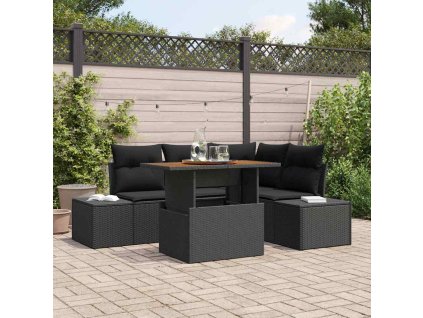 Súprava záhradných pohoviek s vankúšom 5 pcs Čierna a Hnedá 3349960