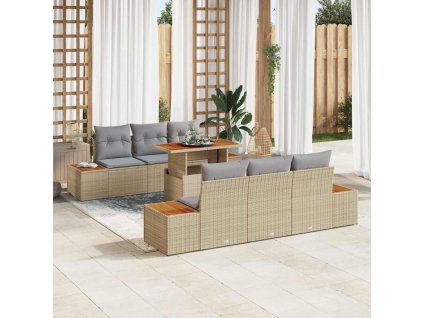 Záhradný jedálenský set s vankúšom 7 pcs Béžová a šedá 3350032