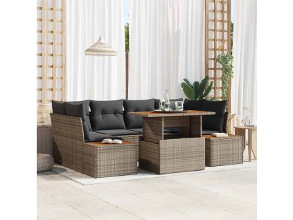 Záhradný jedálenský set s vankúšom 9 pcs Sivá a hnedá 3350036