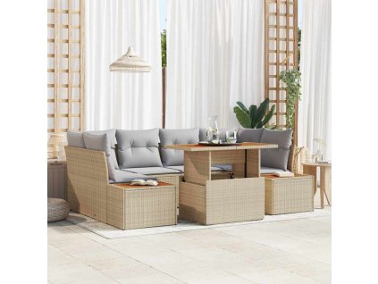 Záhradný jedálenský set s vankúšom 9 pcs Béžová a šedá 3350037
