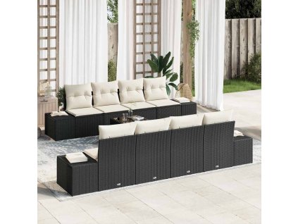 Súprava záhradných pohoviek 7 pcs Čierna a krémová polyratan 3346987