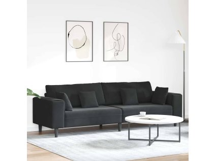 Pohovka s vankúšom Čierna 250 x 77 x 76 cm Zamat 3335158