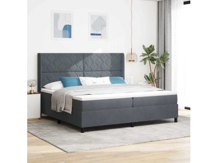 Posteľ s pružinovým rámom Tmavo šedá 200 x 200 cm Zamat 3343941