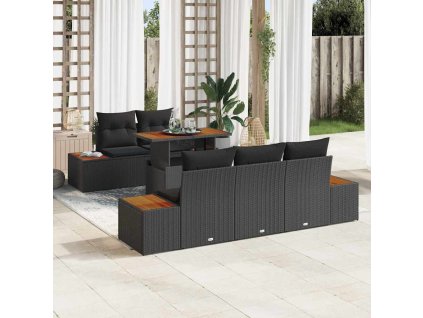 Záhradný jedálenský set s vankúšom 6 pcs Čierna a Hnedá 3350025