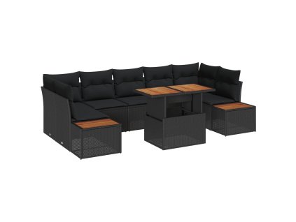 Záhradný jedálenský set s vankúšom 8 pcs Čierna a Hnedá 3350045