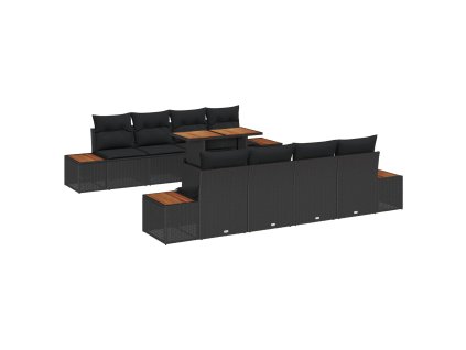 Záhradný jedálenský set s vankúšom 9 pcs Čierna a Hnedá 3350050