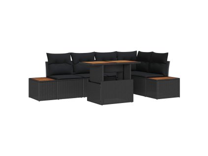 Záhradný jedálenský set s vankúšom 6 pcs Čierna a Hnedá 3350070