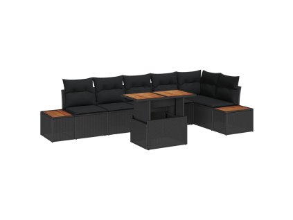 Záhradný jedálenský set s vankúšom 7 pcs Čierna a Hnedá 3350075