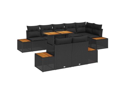 Záhradný jedálenský set s vankúšom 9 pcs Čierna a Hnedá 3350080