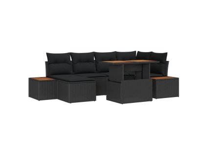 Záhradný jedálenský set s vankúšom 7 pcs Čierna a Hnedá 3350085