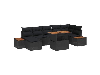 Záhradný jedálenský set s vankúšom 8 pcs Čierna a Hnedá 3350090