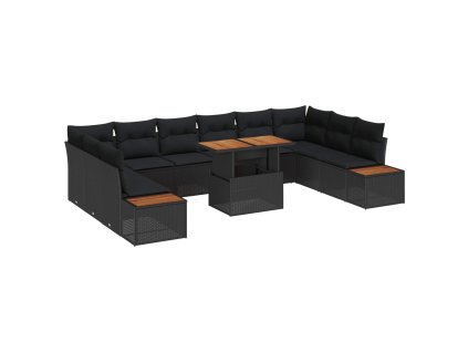 Záhradný jedálenský set s vankúšom 11 pcs Čierna a Hnedá 3350105