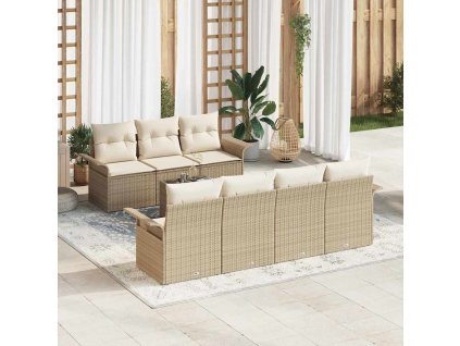 Súprava záhradných pohoviek 8 pcs Béžová a krémová polyratan 3353940