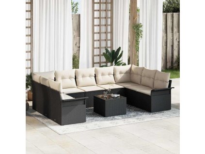 Súprava záhradných pohoviek s úložiskom 10 pcs Hnedá polyratan 3354196