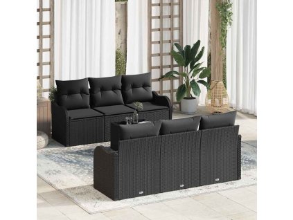 Súprava záhradných pohoviek s vankúšom s úložiskom 7 pcs Čierna 3354262