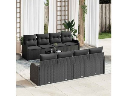 Súprava záhradných pohoviek s vankúšom s úložiskom 9 pcs Čierna 3354302