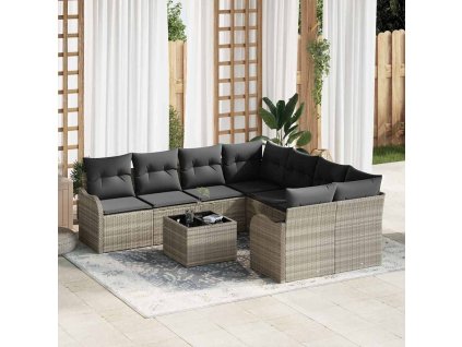 Súprava záhradných pohoviek 9 pcs Svetlo šedá a tmavo šedá 3354311