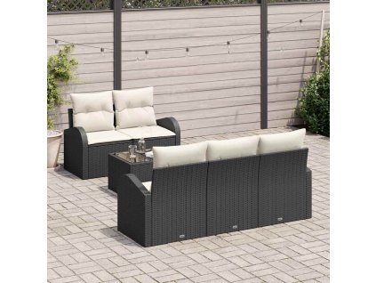 Súprava záhradných pohoviek s vankúšom 6 pcs Čierna a krémová 3354586