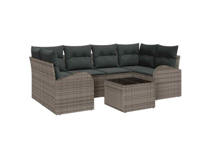 Súprava záhradných pohoviek 7 pcs Sivá Polyratan a oceľ a sklo 3354608