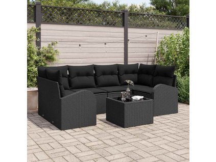 Súprava záhradných pohoviek s vankúšom s úložiskom 7 pcs Čierna 3354612