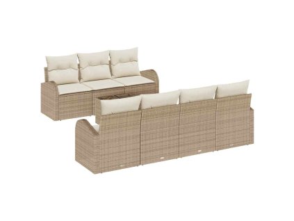 Súprava záhradných pohoviek s vankúšom 8 pcs Béžová a krémová 3354620