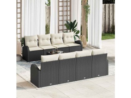 Súprava záhradných pohoviek 9 pcs Čierna a krémová polyratan 3354636