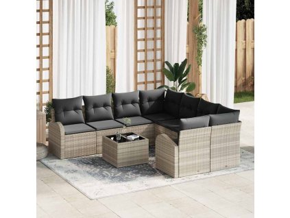 Sada pohoviek 9 pcs Svetlo šedá a tmavo šedá polyratan 3354651