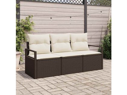 Súprava záhradných pohoviek 3 pcs Hnedá a biela polyratan 3354907