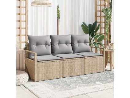 Súprava záhradných pohoviek 3 pcs Beige a svetlo šedá polyratan 3354909